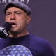 Joe Rogan announcing at the UFC 269 ceremonial weigh-in at MGM Grand Garden Arena on Dec. 10, 2021 in Las Vegas, Nevada.